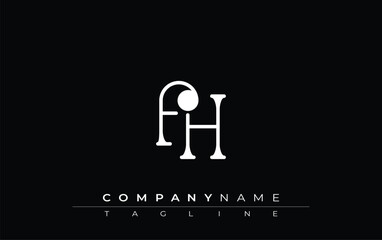 Fototapete - FH Typography Logo Design. Stylish monogram design depiction featuring the letters F and H combined in an artistic signature style, delivering a unique and creative visual representation.