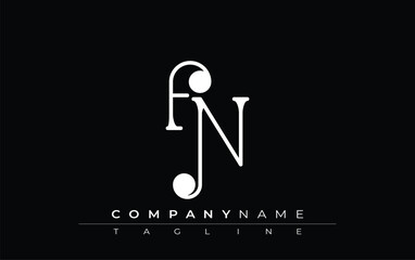 Fototapete - FN Typography Logo Design. Stylish monogram design depiction featuring the letters F and N combined in an artistic signature style, delivering a unique and creative visual representation.