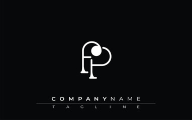 Fototapete - FP Typography Logo Design. Stylish monogram design depiction featuring the letters F and P combined in an artistic signature style, delivering a unique and creative visual representation.