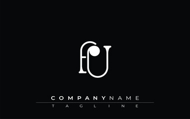 Fototapete - FU Typography Logo Design. Stylish monogram design depiction featuring the letters F and U combined in an artistic signature style, delivering a unique and creative visual representation.