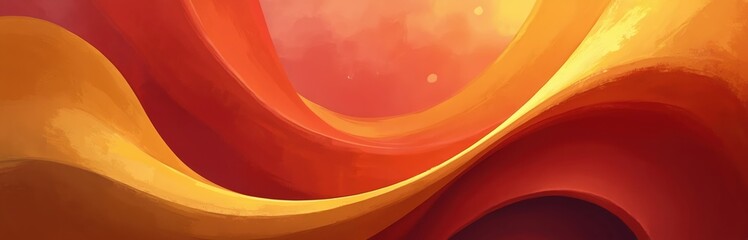 Poster - Abstract illustration. Red and yellow wavy lines create a pattern. Swirls, curves, satin, silk, or flowing fabric texture. Desert landscape colors, canyon, Arizona sandstones, rock formations.
