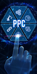 Wall Mural - Business, Technology, Internet and network concept. PPC Pay per click payment. Technology digital marketing. 3d illustration