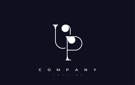 UP Typography Logo Design. Stylish monogram design depiction featuring the letters U and P combined in an artistic signature style, delivering a unique and creative visual representation.