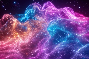 Poster - Playful Colorful Galaxy Background with Swirling Particles