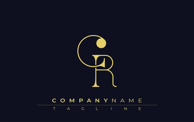 Fototapete - CR Typography Logo Design. Stylish monogram design depiction featuring the letters C and R combined in an artistic signature style, delivering a unique and creative visual representation.