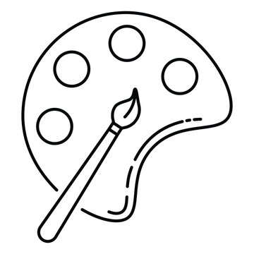 Painter palette and paint brush. icon