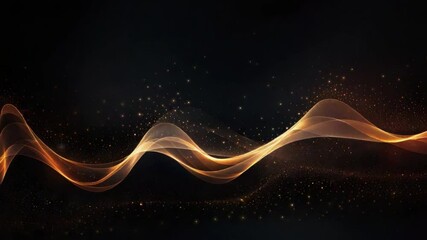 Poster - golden wavy abstract: a captivating digital artwork showcases an elegant, flowing golden wave agains