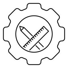Poster - setting crossed pencil and ruler icon vector on white background