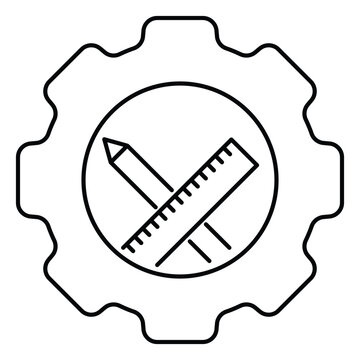setting crossed pencil and ruler icon vector on white background