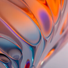 Wall Mural - Abstract glossy warm orange shades background, glass surface, flowing colorful wallpaper.