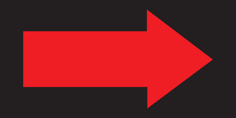 Poster -  Long arrow icon. Long arrow vector icon. Straight long arrow vector icon. Red arrow pointing right on black background. Eps 10