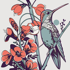 sword-billed hummingbird vector illustration: a detailed, scalable artwork of the unique bird with a