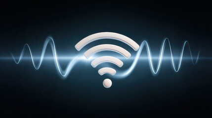 Poster - Wireless signal icon with sound waves, representing connectivity and technology.