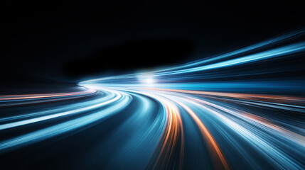 Aufkleber - Dynamic light trails on a dark background, creating a sense of speed and motion in an abstract style.