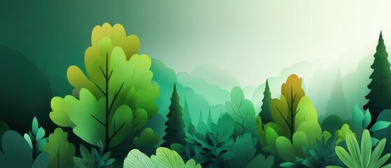 Poster - Lush green foliage with varying shades and shapes, creating a tranquil forest atmosphere.