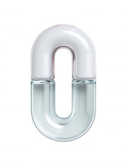 Poster - Transparent zero digit with reflections and refraction showcases its elegant curves and minimalist design on a clean white background providing a modern aesthetic.
