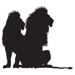 Wall Mural - Lions silhouette isolated in White background 