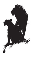 Wall Mural - Lions silhouette isolated in White background 