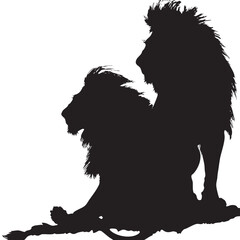 Wall Mural - Lions silhouette isolated in White background 
