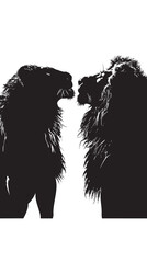 Wall Mural - Lions silhouette isolated in White background 