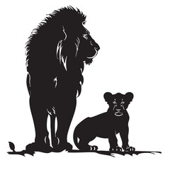 Wall Mural - Lions silhouette isolated in White background 
