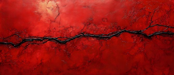 Poster - A captivating abstract artwork featuring a vibrant red background with dark, intricate lines that evoke emotion and depth. Ideal for modern decor and artistic projects.