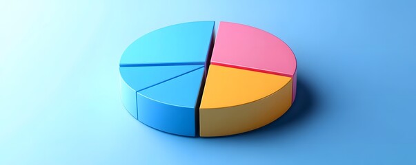 Poster - A colorful pie chart on a light blue background, representing data visualization in business. Ideal for presentations, reports, and discussions about market shares and statistics.