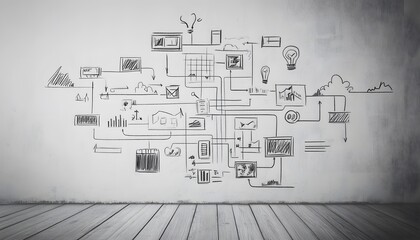 Poster - A creative wall illustration showcasing interconnected elements representing technology, innovation, and data flow