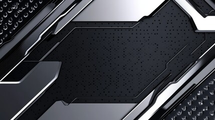 Aufkleber - Sleek technological backdrop featuring polished metal framework and dark texture