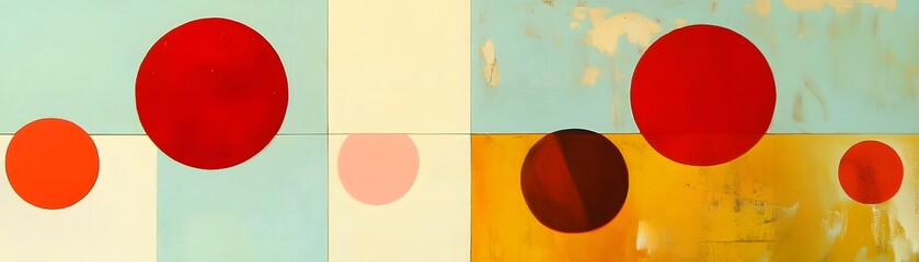Poster - A vibrant abstract artwork featuring colorful circles and geometric shapes, perfect for creative projects or modern design needs.