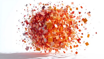 Poster - A visually striking design featuring an explosion of colorful cubes in shades of orange