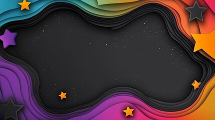 Poster - Abstract background with colorful layers, starry center and star accents