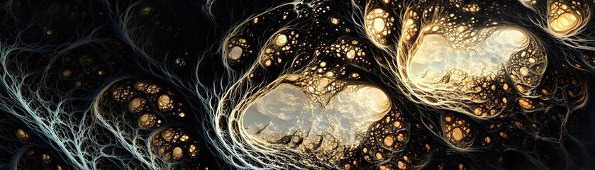 Poster - An abstract digital artwork showcasing intricate patterns and textures, blending organic and geometric shapes to create a visually captivating experience.