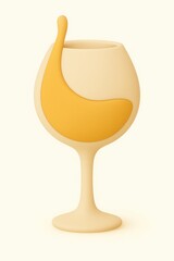 Poster - Cream And Yellow 3D Rendered Wine Glass Illustration