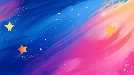 Aufkleber - Vibrant celestial brushstrokes, A dreamy backdrop of stars and colors