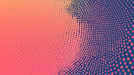 Aufkleber - Abstract halftone dotted background with vibrant peach and blue tones