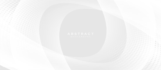 Aufkleber - Minimal abstract white background with curved lines and halftone pattern