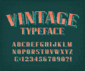 Fototapete - Vintage alphabet font. Retro serif letters and numbers. Vector typeface for your typography design.