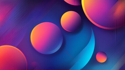 Aufkleber - Vibrant Abstract Background with Gradient Spheres and Geometric Lines