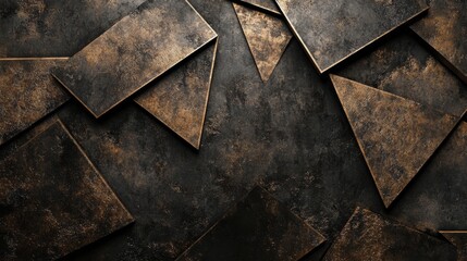 Poster - Elegant Dark Bronze Geometric Pattern Background with Metallic Accents