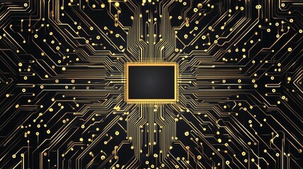 Aufkleber - Golden Circuit Board Illustrating Advanced Technology and Computing