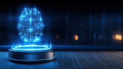 Poster - business intelligence concept featuring brain with circuits representing data processing and analyti