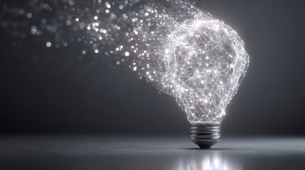 Poster - Business intelligence concept featuring lightbulb with data points representing innovative ideas and insights creation