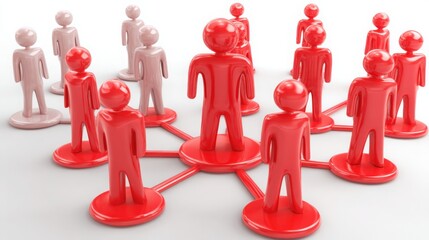 Poster - Business leadership ecosystem icon concept featuring a central leader surrounded by diverse team elements and connections