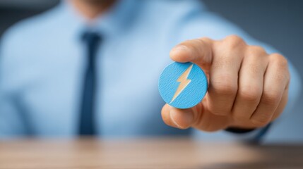 Poster - Dynamic change agent icon concept depicting lightning bolt striking through person symbolizing transformation and impact