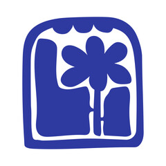 Fototapete - Matisse abstract flower art. Organic doodle shapes in trendy naive retro style. Contemporary posters and backgrounds. Floral botanic vector illustrations in blue colors.