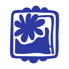 Fototapete - Matisse abstract flower art. Organic doodle shapes in trendy naive retro style. Contemporary posters and backgrounds. Floral botanic vector illustrations in blue colors.