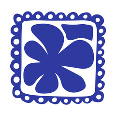 Fototapete - Matisse abstract flower art. Organic doodle shapes in trendy naive retro style. Contemporary posters and backgrounds. Floral botanic vector illustrations in blue colors.