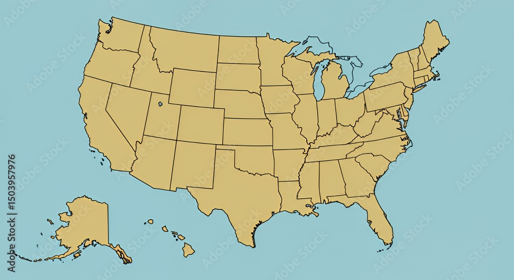 Simple State Map United States Map: A Simple Outline of the 50 States Stock Illustration ...