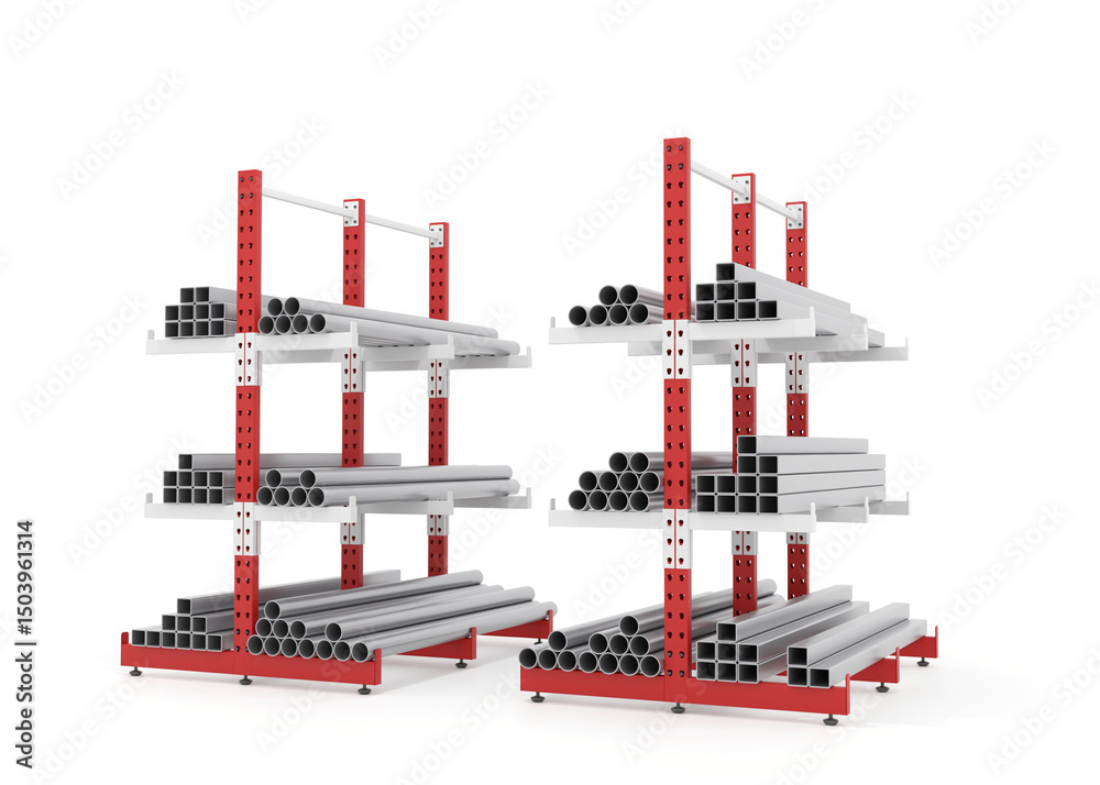 cantilever rack, industrial shelving, warehouse system, metal pipe ...